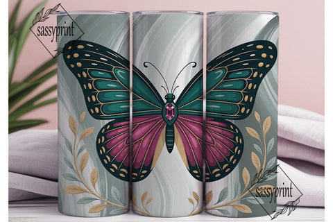 Jeweled Butterfly 20oz Tumbler Wrap Sublimation sassyprint 