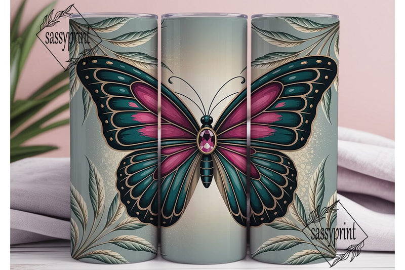 Jeweled Butterfly 20oz Tumbler Wrap Sublimation sassyprint 