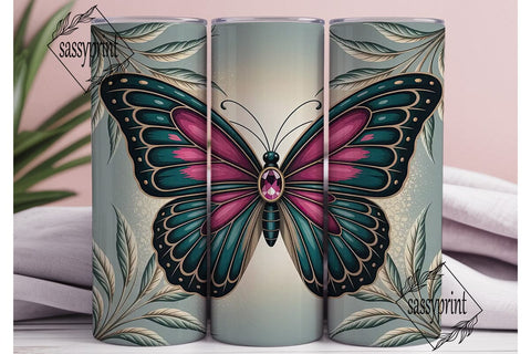 Jeweled Butterfly 20oz Tumbler Wrap Sublimation sassyprint 
