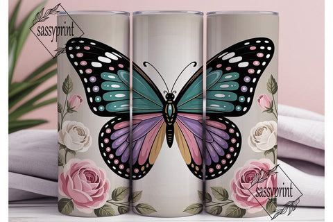 Jeweled Butterfly 20oz Tumbler Wrap Sublimation sassyprint 