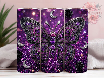 Jeweled Butterfly Brooch 20oz Tumbler, Jeweled Butterfly, Brooch Design, 20oz Wrap, Fantasy Art, Gemstone Style, Sublimation Tumbler, Elegant Butterfly Sublimation Li Zamperini 