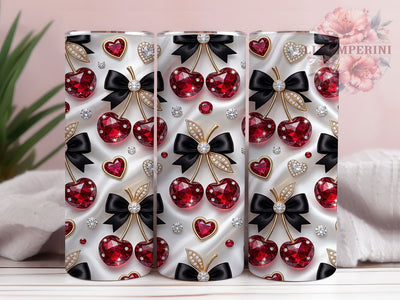 Jeweled Cherries 20oz Tumbler, Jeweled Cherries, Cherry Tumbler, Jeweled Cherry PNG, Cherry Tumbler PNG, Jeweled Fruit PNG, Cherry Sublimation, 20oz Tumbler Wrap Sublimation Li Zamperini 