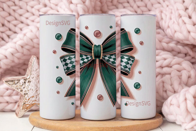 Jeweled Christmas Bow 20oz Tumbler Wrap Sublimation DesignSVG 