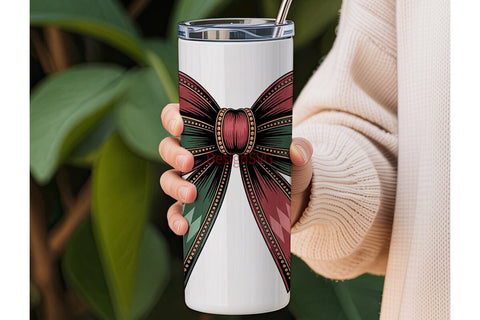 Jeweled Christmas Bow 20oz Tumbler Wrap Sublimation DesignSVG 