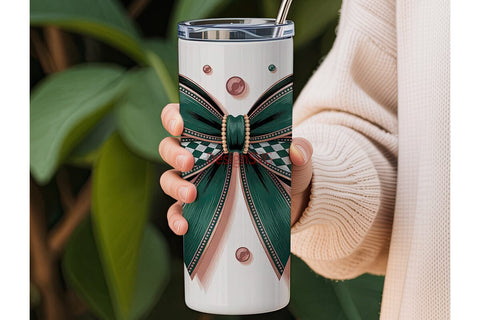 Jeweled Christmas Bow 20oz Tumbler Wrap Sublimation DesignSVG 