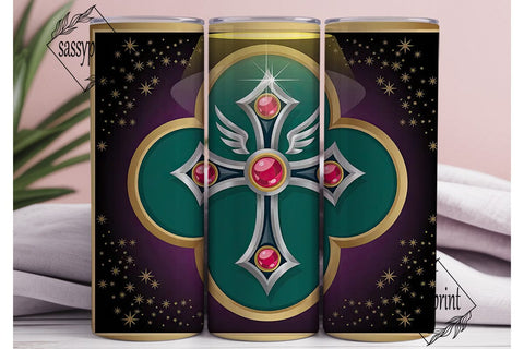 Jeweled Cross Tumbler Wrap Sublimation sassyprint 