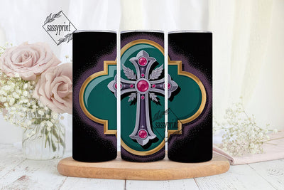 Jeweled Cross Tumbler Wrap Sublimation sassyprint 