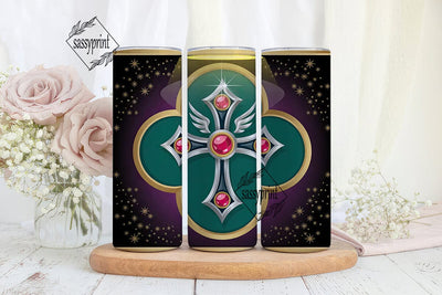 Jeweled Cross Tumbler Wrap Sublimation sassyprint 