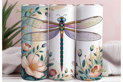 Jeweled Dragonfly Floral 20oz Tumbler Sublimation PixelChick 