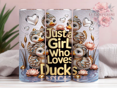 Jeweled Duckling Love 20oz Tumbler, Duckling Motif, Jeweled Theme, Romantic Charm, Elegant Style, Whimsical Design, Skinny Tumbler, Sublimation PNG Sublimation Li Zamperini 