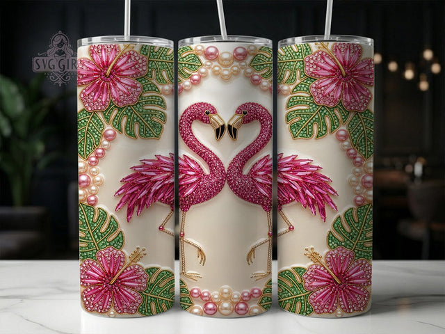Jeweled Flamingo Heart 20oz Tumbler, Jeweled Flamingo, Flamingo Heart, Heart Tumbler, Flamingo Tumbler, 20oz Tumbler, Jeweled Tumbler, Tumbler Wrap Sublimation SvggirlplusArt 