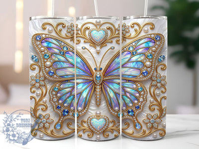Jeweled Gold Butterfly 20oz Tumbler, Jeweled Gold, Gold Butterfly, Jeweled Butterfly, Butterfly Tumbler, Gold Butterfly PNG, Jeweled Gold PNG, 20oz Tumbler Wrap Sublimation ToriDesigns 