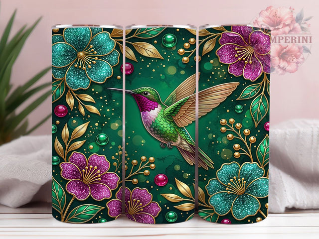 Jeweled Hummingbird 20oz Tumbler, Jeweled Hummingbird, Hummingbird Tumbler, Jeweled Tumbler, 20oz Tumbler, Hummingbird Design, Bird Tumbler, Tumbler Wrap Sublimation Li Zamperini 