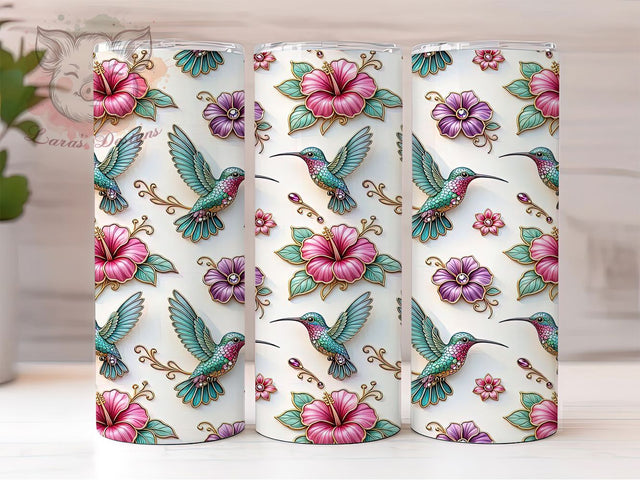 Jeweled Hummingbird Pattern 20oz Tumbler, Jeweled Hummingbird, Pattern Design, Elegant Style, Sublimation Wrap, 20oz Tumbler, Artistic Aesthetic, Ornate Motif Sublimation Lara' s Designs 
