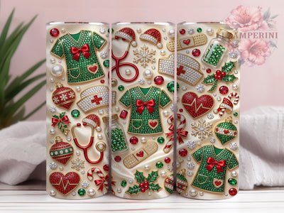 Jeweled Nurse Christmas 20oz Tumbler, Jeweled Nurse Xmas, Nurse Christmas PNG, Jeweled Nurse PNG, Nurse Tumbler PNG, Christmas Nurse PNG, Jeweled Christmas, 20oz Tumbler Wrap Sublimation Li Zamperini 