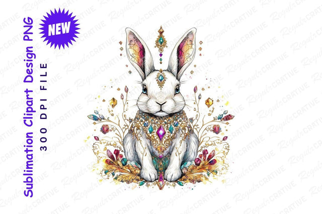 Jeweled Rabbit Elegant Clipart Png Illustration Sublimation Regulrcrative 
