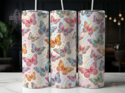Jeweled Rainbow Butterfly 20oz Tumbler, Jeweled Butterfly, Rainbow Butterfly, Jeweled Rainbow, Butterfly Tumbler, Rainbow Tumbler, Butterfly Wrap PNG, 20oz Tumbler Wrap Sublimation SvggirlplusArt 