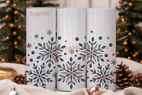Jeweled Snowflake 20oz Tumbler Wrap Sublimation DesignSVG 