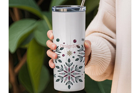Jeweled Snowflake 20oz Tumbler Wrap Sublimation DesignSVG 
