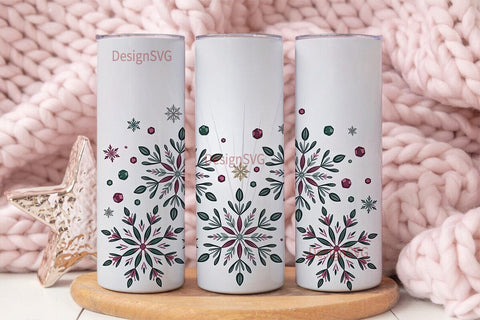 Jeweled Snowflake 20oz Tumbler Wrap Sublimation DesignSVG 