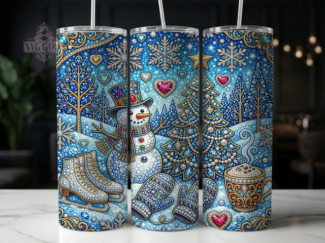 Jeweled Winter Wonderland 20oz Tumbler, Jeweled Winter, Winter Wonderland, Jeweled Wonderland, Wonderland Tumbler, Jeweled Tumbler, 20oz Tumbler Wrap, Winter Tumbler PNG Sublimation SvggirlplusArt 
