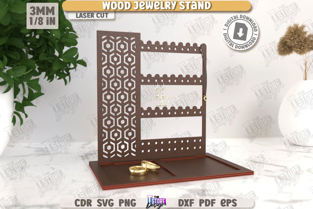 Jewelry Display Laser Cut | Jewelry Stand | Earrings Stand | Jewelry Holder | CNC File SVG The T Store Design 