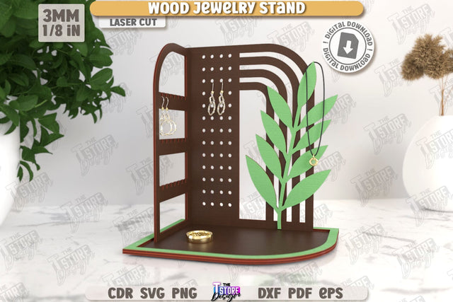 Jewelry Display Laser Cut | Jewelry Stand | Earrings Stand | Jewelry Holder | CNC File SVG The T Store Design 