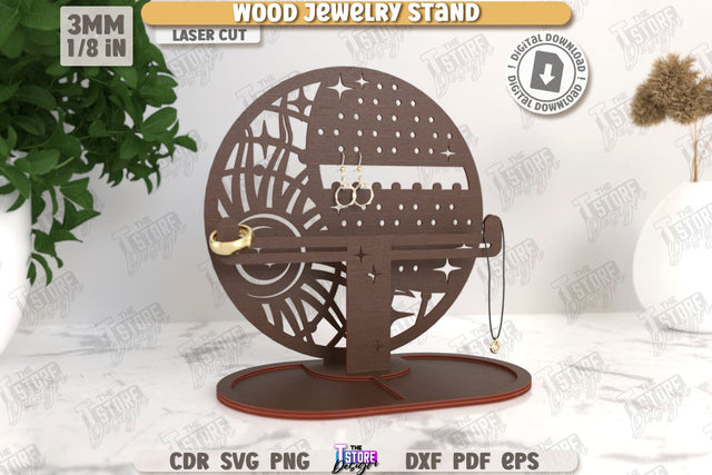 Jewelry Display Laser Cut | Jewelry Stand | Earrings Stand | Jewelry Holder | CNC File SVG The T Store Design 