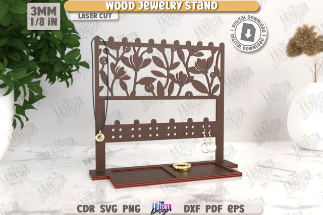 Jewelry Display Laser Cut | Jewelry Stand | Earrings Stand | Jewelry Holder | CNC File SVG The T Store Design 