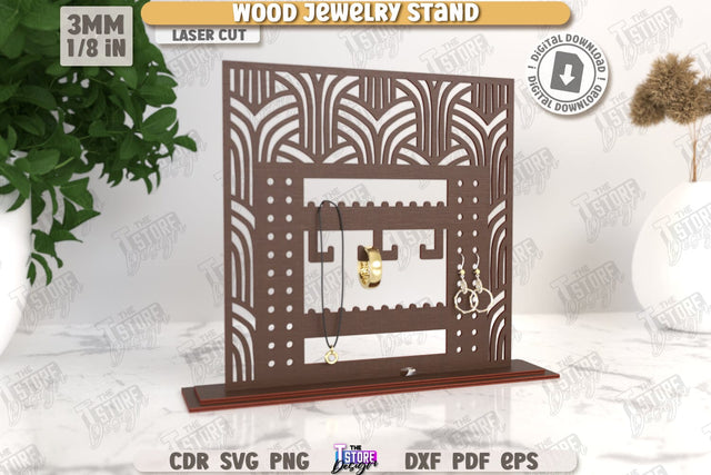 Jewelry Display Laser Cut | Jewelry Stand | Earrings Stand | Jewelry Holder | CNC File SVG The T Store Design 