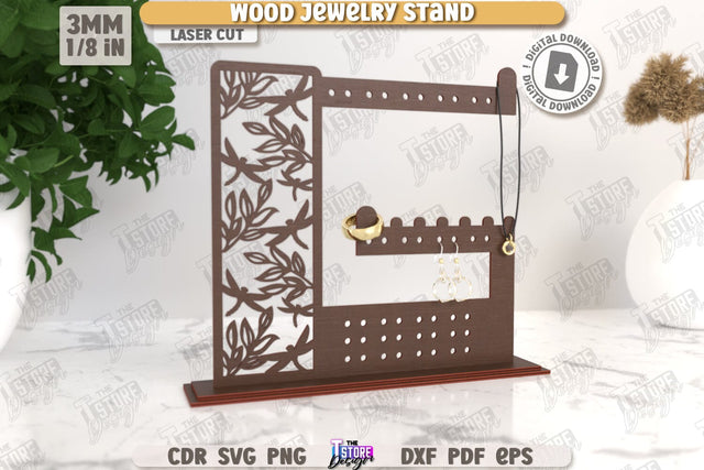 Jewelry Display Laser Cut | Jewelry Stand | Earrings Stand | Jewelry Holder | CNC File SVG The T Store Design 