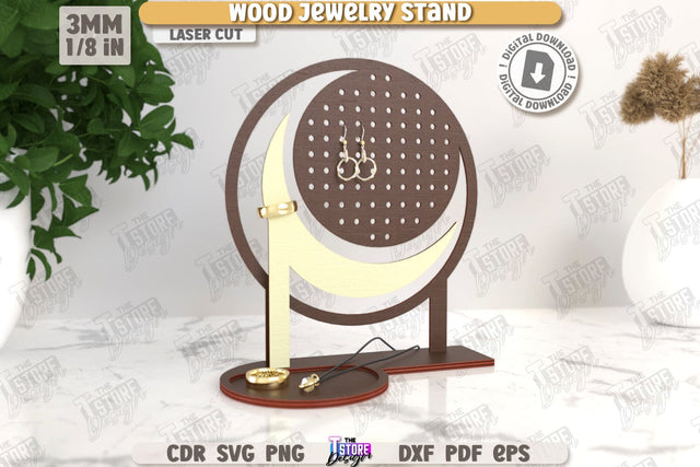 Jewelry Display Laser Cut | Jewelry Stand | Earrings Stand | Jewelry Holder | CNC File SVG The T Store Design 