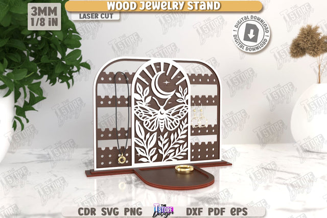 Jewelry Display Laser Cut | Jewelry Stand | Earrings Stand | Jewelry Holder | CNC File SVG The T Store Design 