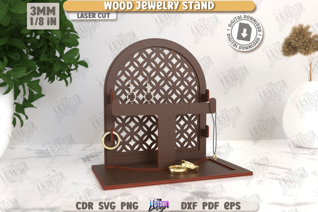 Jewelry Display Laser Cut | Jewelry Stand | Earrings Stand | Jewelry Holder | CNC File SVG The T Store Design 