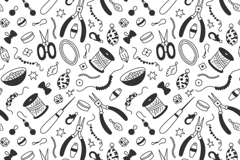 Jewelry Findings Seamless Pattern Background JPG PNG Digital Pattern Rin Green 