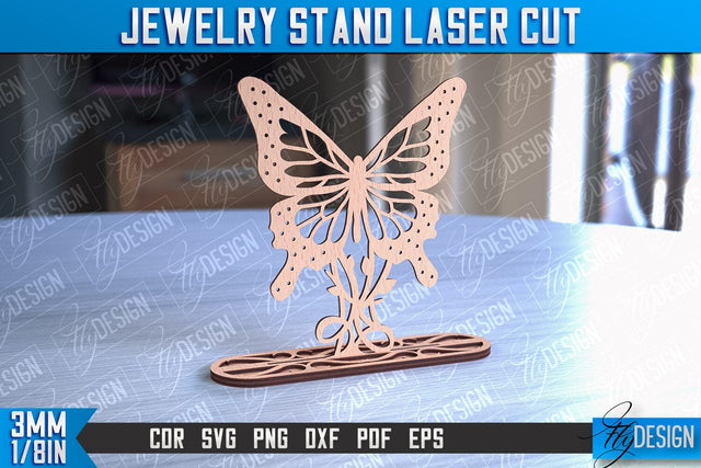 Jewelry Stand Laser Cut Design | Accessories Stand | CNC File SVG Fly Design 