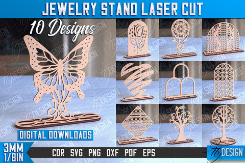 Jewelry Stand Laser Cut Design | Accessories Stand | CNC File SVG Fly Design 
