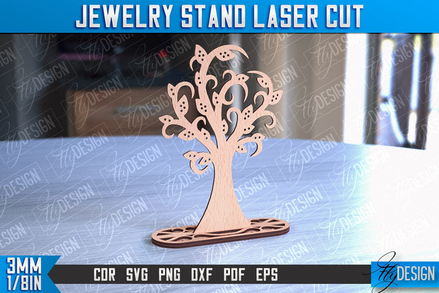 Jewelry Stand Laser Cut Design | Accessories Stand | CNC File SVG Fly Design 