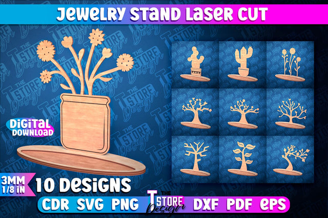 Jewelry Stand Laser Cut Design | Accessories Stand | CNC File SVG The T Store Design 