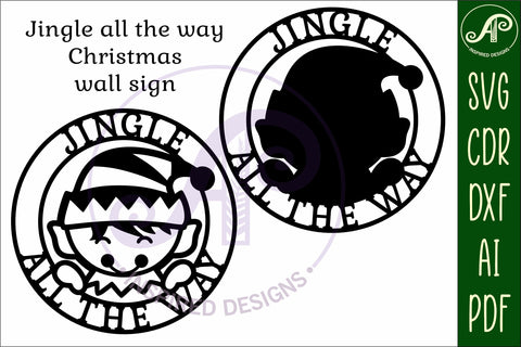 Jingle all the way with elf wall art sign, SVG file. vector SVG APInspireddesigns 