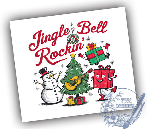 Jingle Bell Rocking 20oz Skinny Tumbler PNG, Merry Christmas Tumbler Sublimation Wrap, Straight & Tapered Tumbler Wrap, Instant Digital Download Sublimation ToriDesigns 