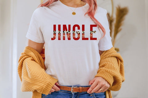 Jingle | Red Leopard Glitter Christmas PNG | Festive Holiday Typography Design Sublimation Print Perfect Design Shop 