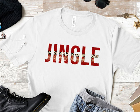 Jingle | Red Leopard Glitter Christmas PNG | Festive Holiday Typography Design Sublimation Print Perfect Design Shop 