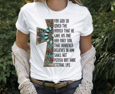 John 3:16 Cross With Turquoise PNG Sublimation So Fontsy VIP Design Shop 