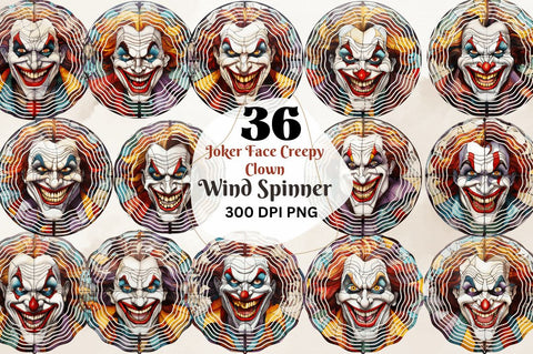 Joker Face Creepy Clown Wind Spinner Sublimation Regulrcrative 