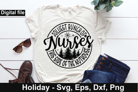 Jolliest bunch of nurses this side of the nuthouse svg, Christmas nurse t shirt, Holiday nurse svg, Christmas svg, Cut files, Christmas Cricut, Christmas Holiday, Svg, T-shirt, T-shirt svg, USA holiday svg, Craft SVG Isabella Machell 