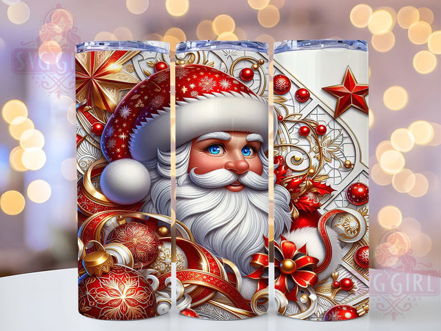Jolly 3D Santa Claus Christmas Tumbler, Christmas Claus Wrap, Holiday Sublimation Design, Festive Santa Cup, 20Oz Skinny Tumbler Wrap, Jolly Christmas Mug, Santa Claus Tumbler Sublimation SvggirlplusArt 