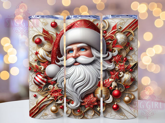 Jolly 3D Santa Claus Christmas Tumbler, Christmas Claus Wrap, Holiday Sublimation Design, Festive Santa Cup, 20Oz Skinny Tumbler Wrap, Jolly Christmas Mug, Santa Claus Tumbler Sublimation SvggirlplusArt 