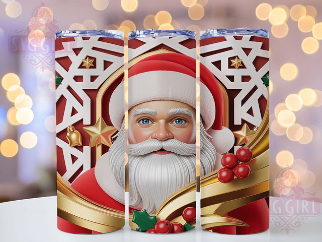 Jolly 3D Santa Claus Christmas Tumbler, Christmas Claus Wrap, Holiday Sublimation Design, Festive Santa Cup, 20Oz Skinny Tumbler Wrap, Jolly Christmas Mug, Santa Claus Tumbler Sublimation SvggirlplusArt 