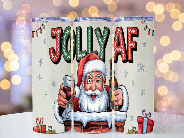 Jolly AF, Funny Santa, 20oz Tumbler, Christmas PNG, Holiday Humor, Tumbler Design, Santa Claus Gift, Drinkware Sublimation Sublimation SvggirlplusArt 